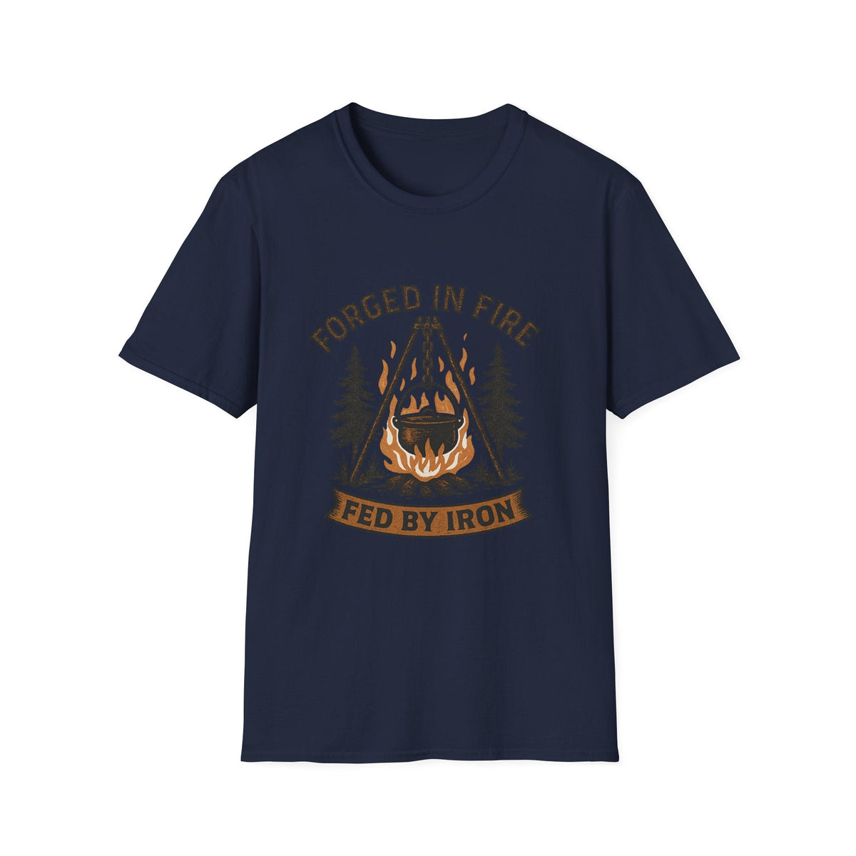 Forged in Fire campfire logo T-Shirt | blacksmith ironworking design | SummitPine