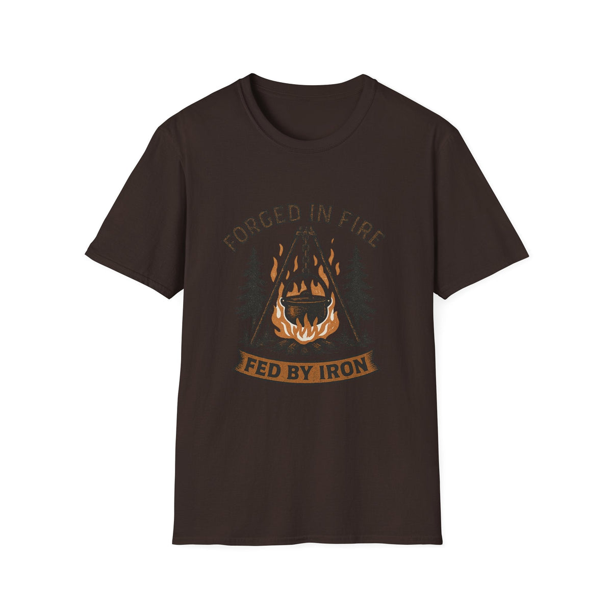 Forged in Fire campfire logo T-Shirt | blacksmith ironworking design | SummitPine