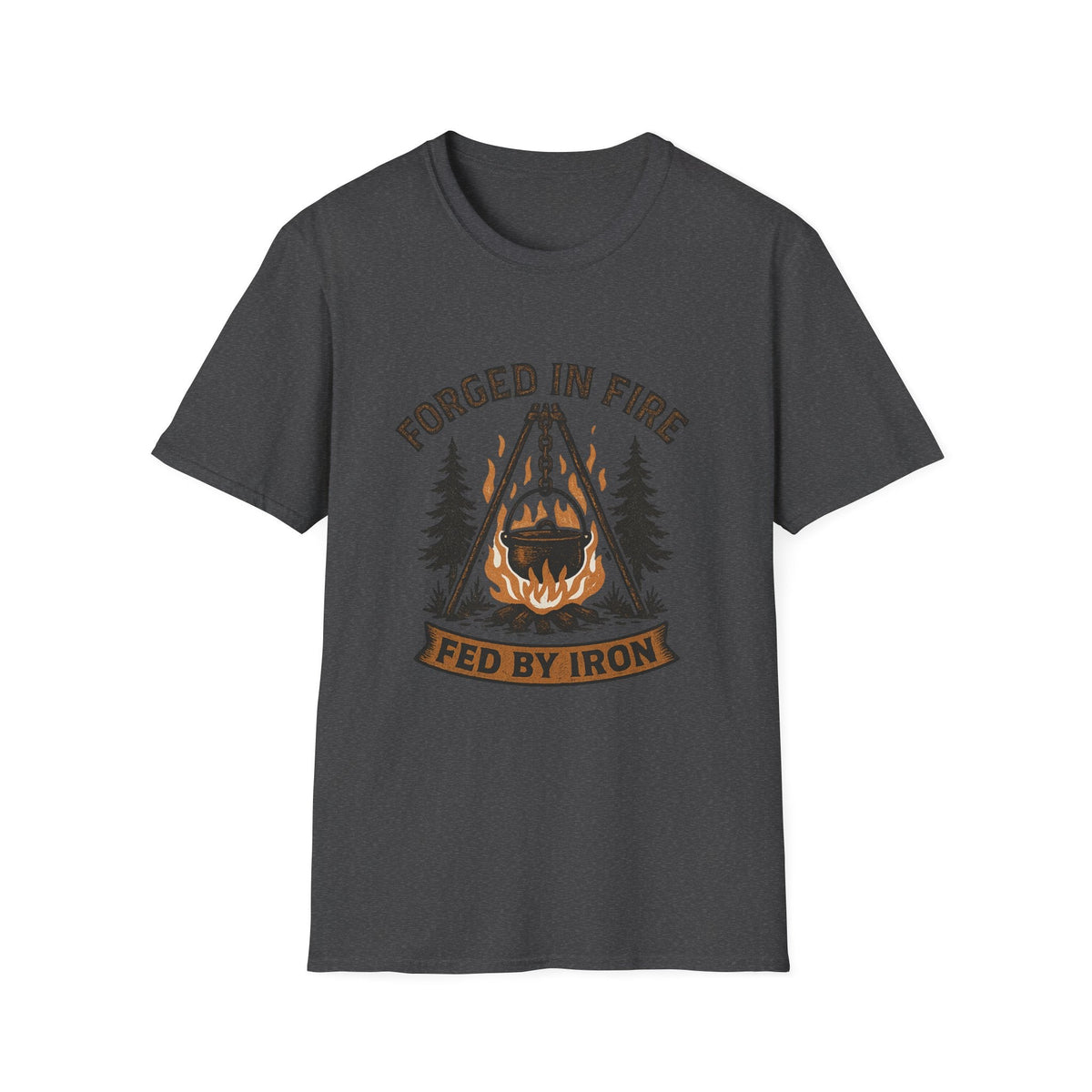 Forged in Fire campfire logo T-Shirt | blacksmith ironworking design | SummitPine