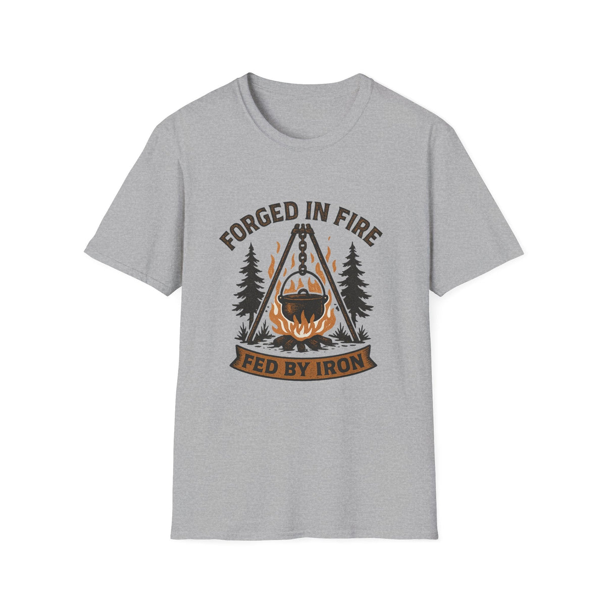 Forged in Fire campfire logo T-Shirt | blacksmith ironworking design | SummitPine