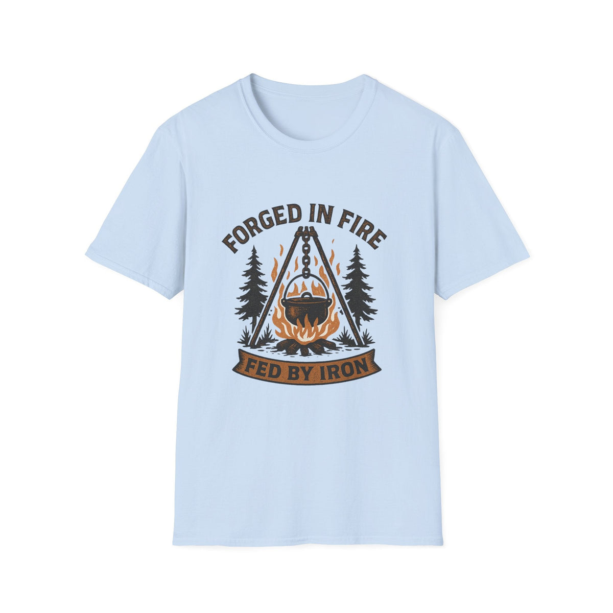 Forged in Fire campfire logo T-Shirt | blacksmith ironworking design | SummitPine