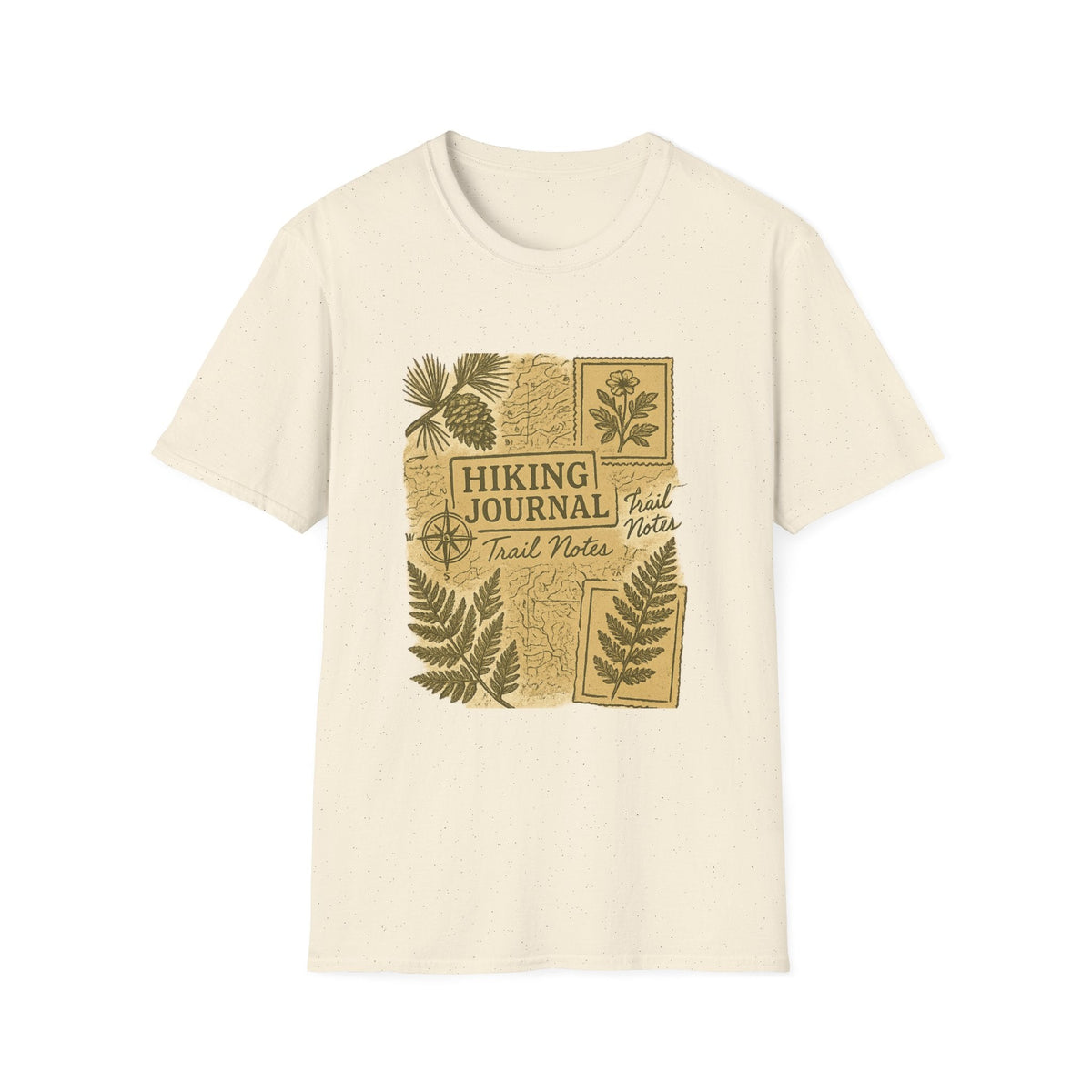 Hiking Journal Trail Notes T-Shirt | Botanical Ferns Compass Outdoor Theme | SummitPine