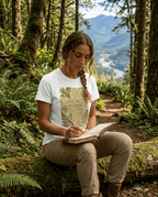 Hiking Journal Trail Notes T-Shirt | Botanical Ferns Compass Outdoor Theme | SummitPine