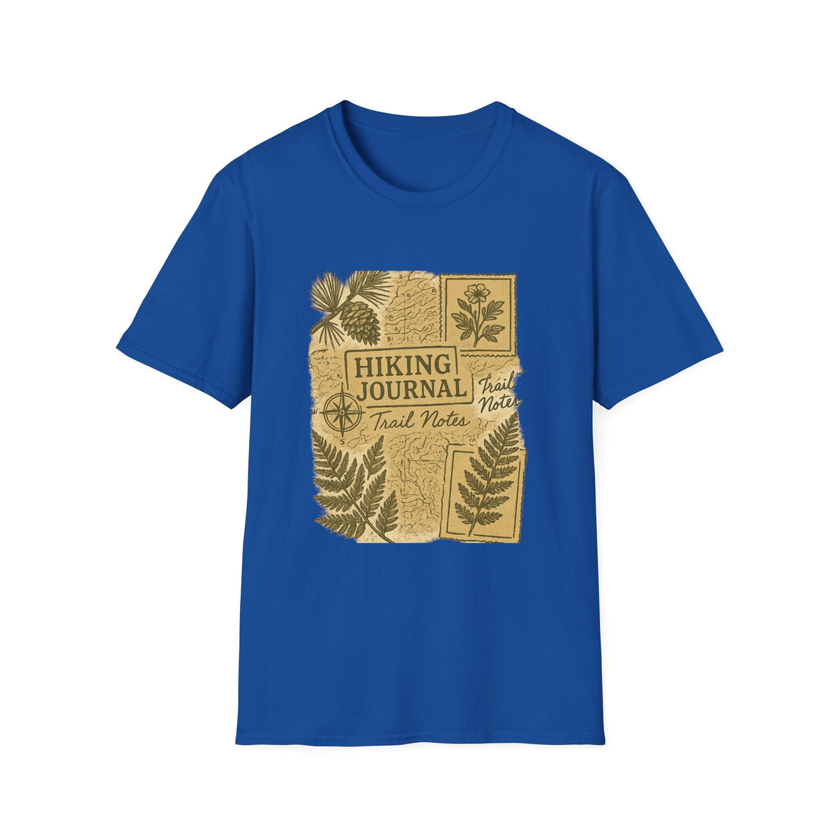 Hiking Journal Trail Notes T-Shirt | Botanical Ferns Compass Outdoor Theme | SummitPine