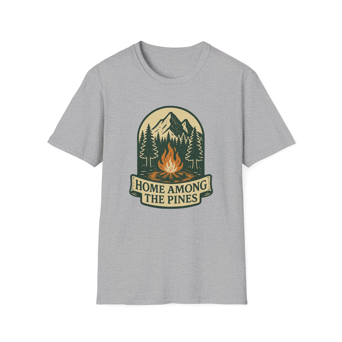 Home Among The Pines campfire graphic T-Shirt | mountain forest design | SummitPine