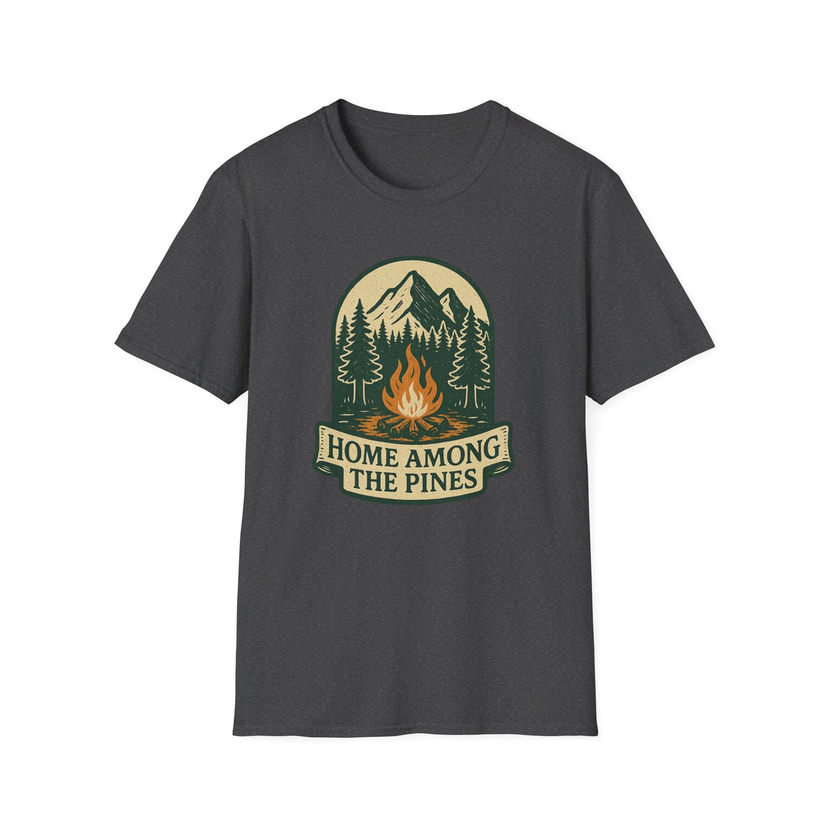 Home Among The Pines campfire graphic T-Shirt | mountain forest design | SummitPine