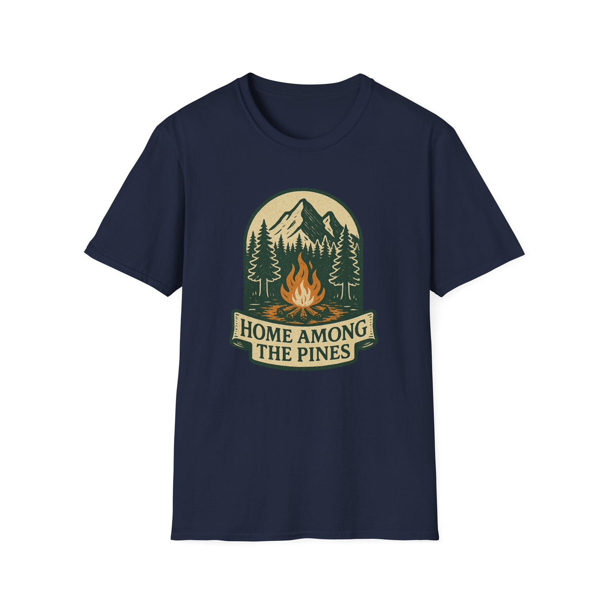 Home Among The Pines campfire graphic T-Shirt | mountain forest design | SummitPine