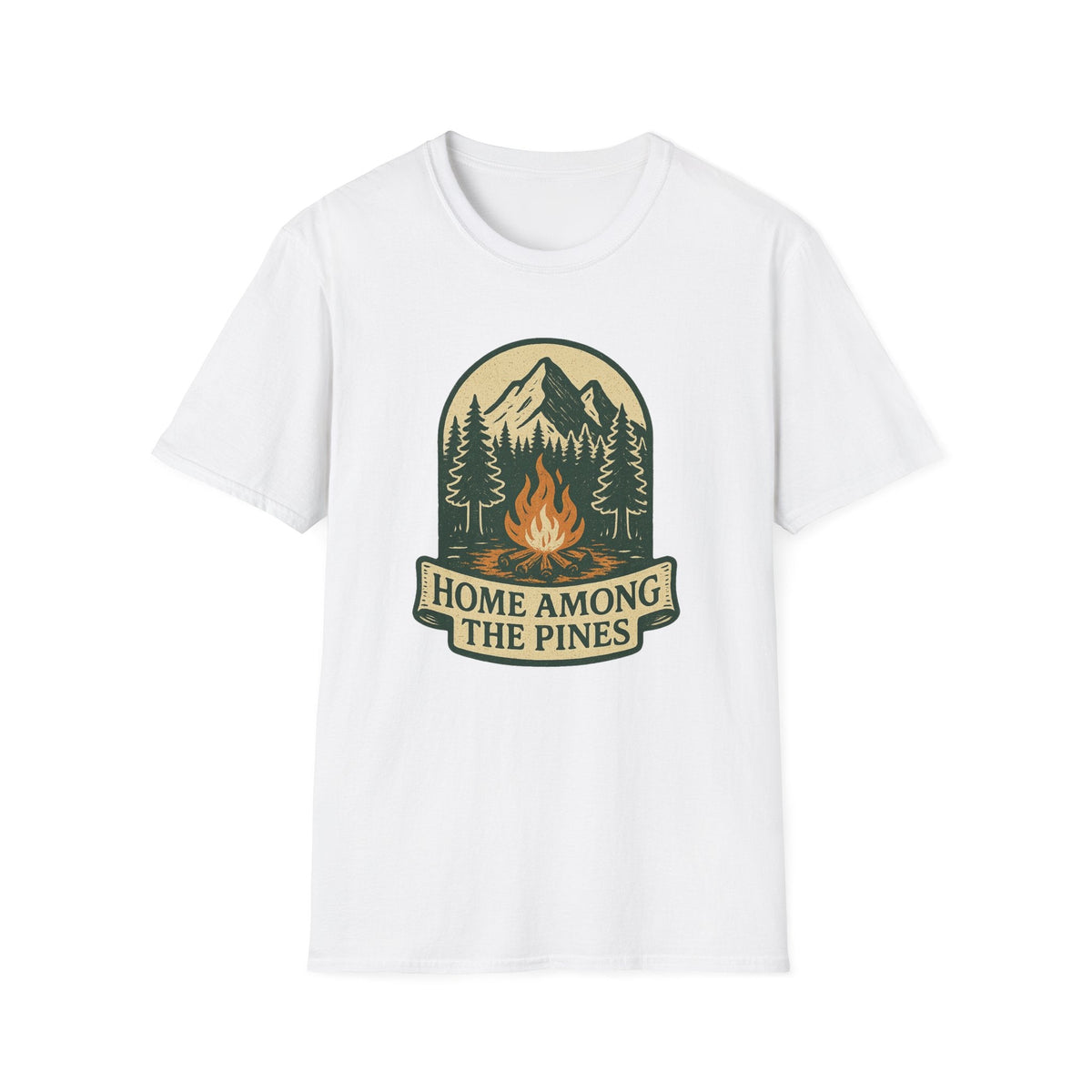 Home Among The Pines campfire graphic T-Shirt | mountain forest design | SummitPine