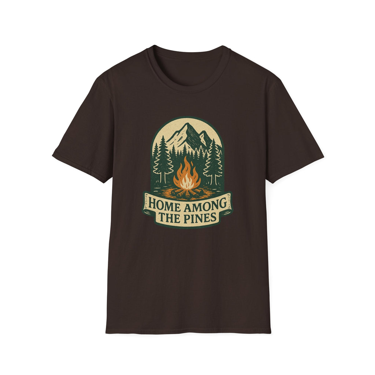 Home Among The Pines campfire graphic T-Shirt | mountain forest design | SummitPine
