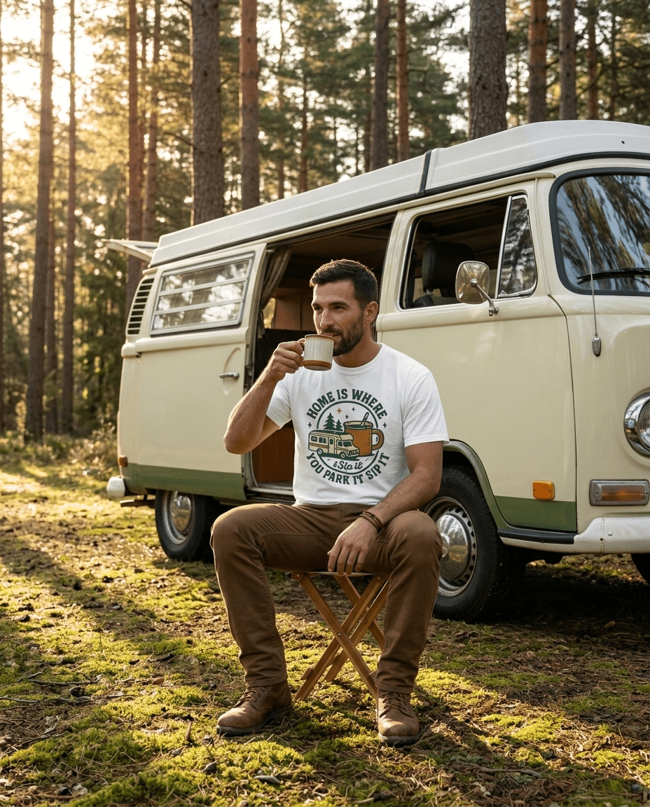 Home Is Where You Park It Camper T-Shirt | RV Coffee Travel Design | SummitPine