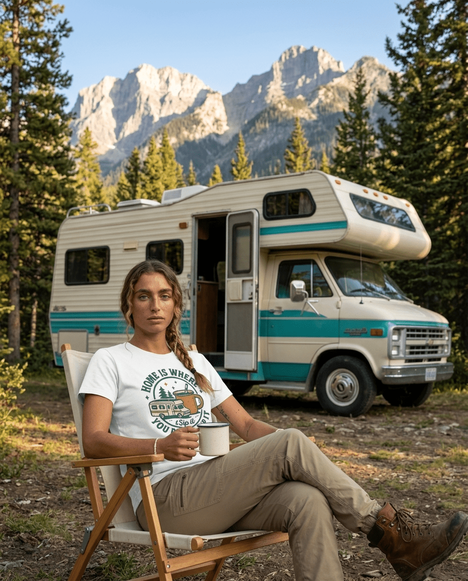 Home Is Where You Park It Camper T-Shirt | RV Coffee Travel Design | SummitPine