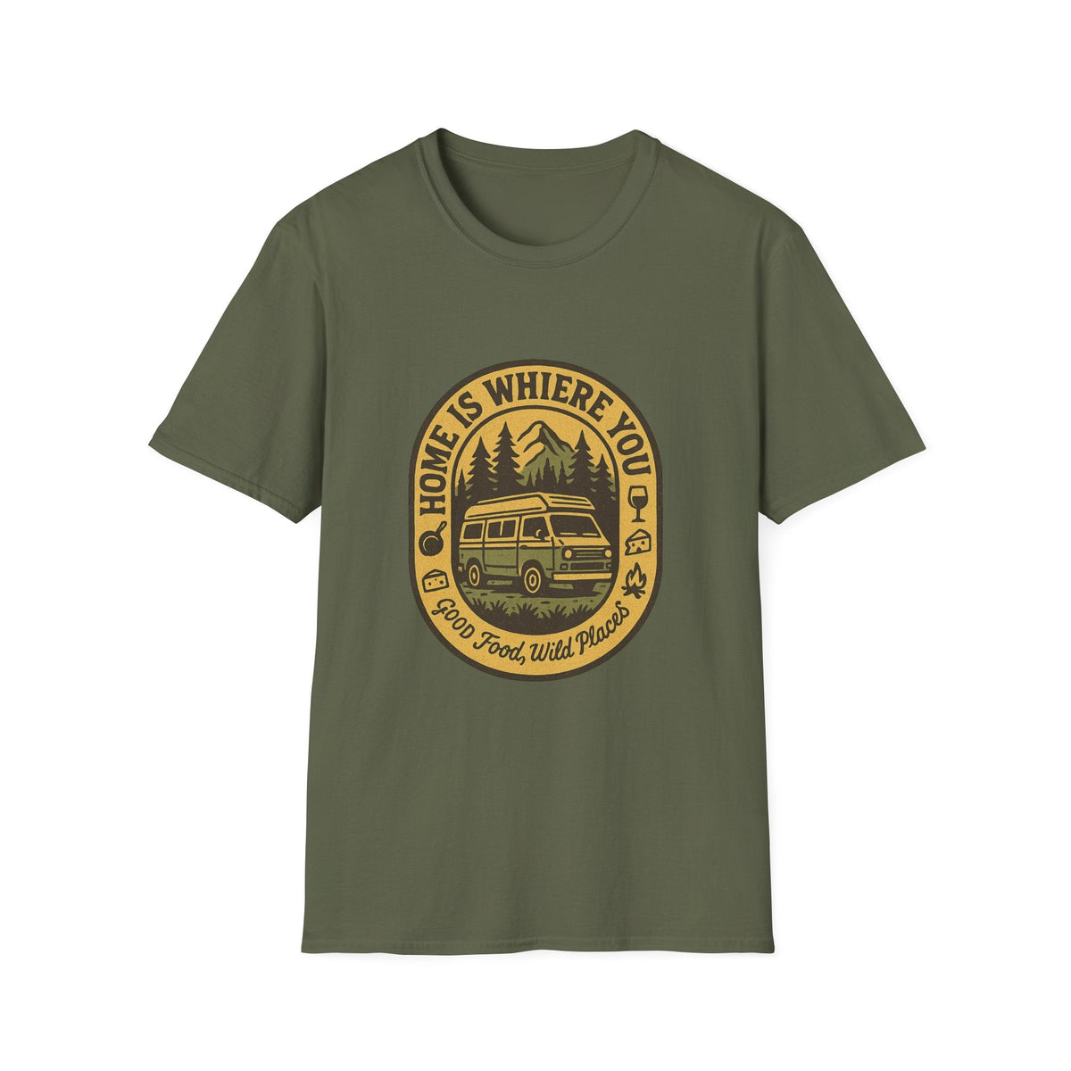 Home Is Where You Park It Camper Van T-Shirt | Vintage RV Outdoor Camping Tee | SummitPine
