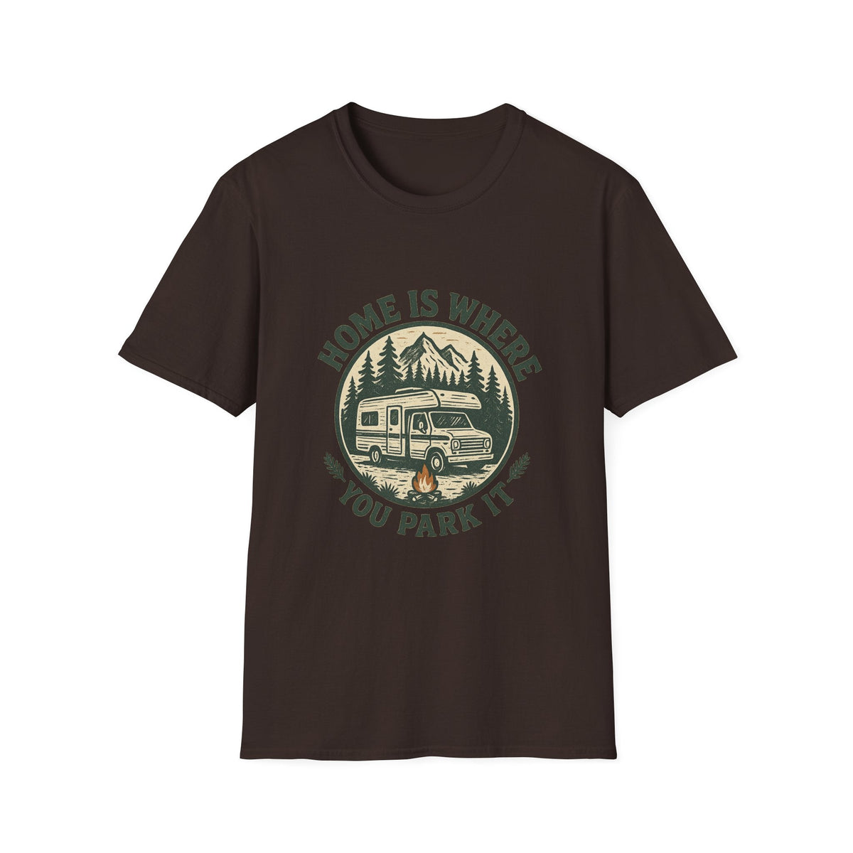 Home Is Where You Park It T-Shirt | RV Camper Mountain Design | SummitPine