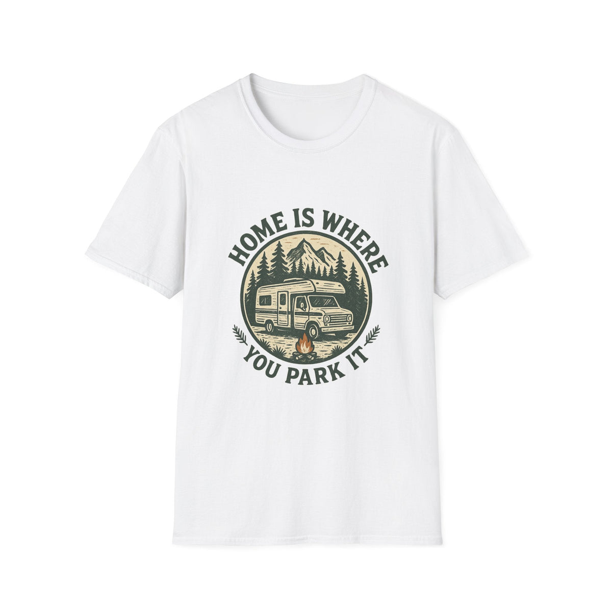 Home Is Where You Park It T-Shirt | RV Camper Mountain Design | SummitPine