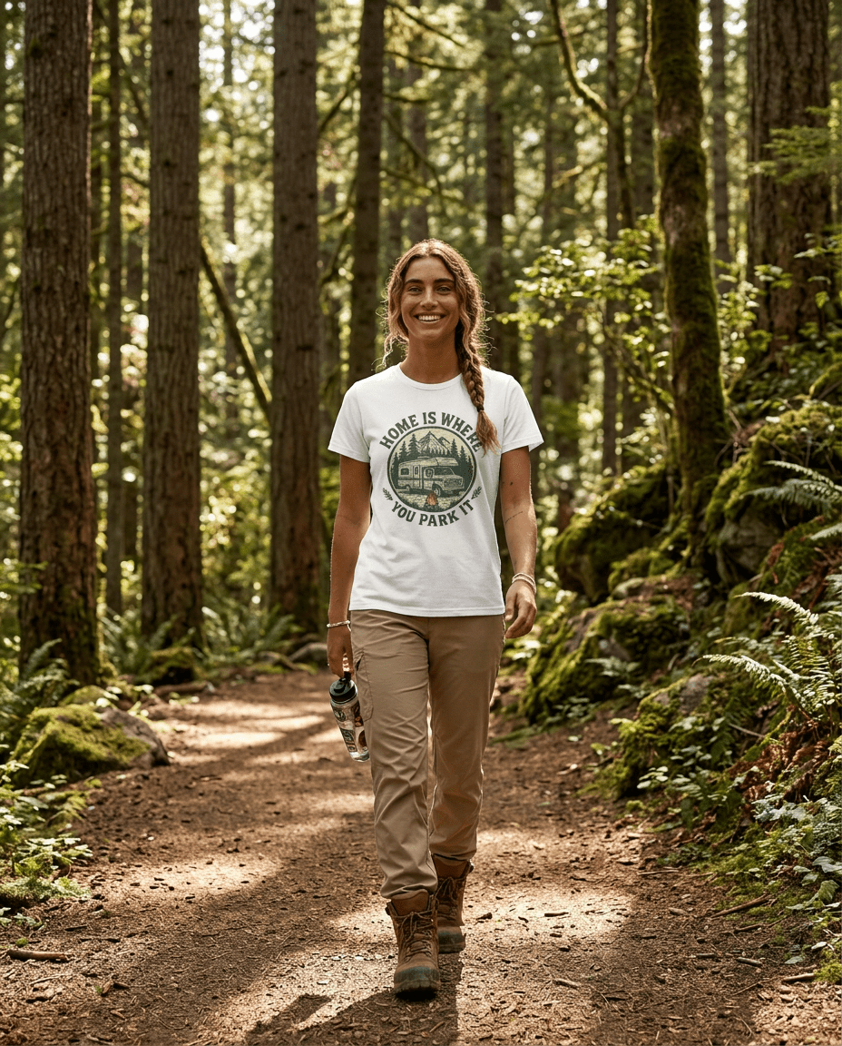 Home Is Where You Park It T-Shirt | RV Camper Mountain Design | SummitPine