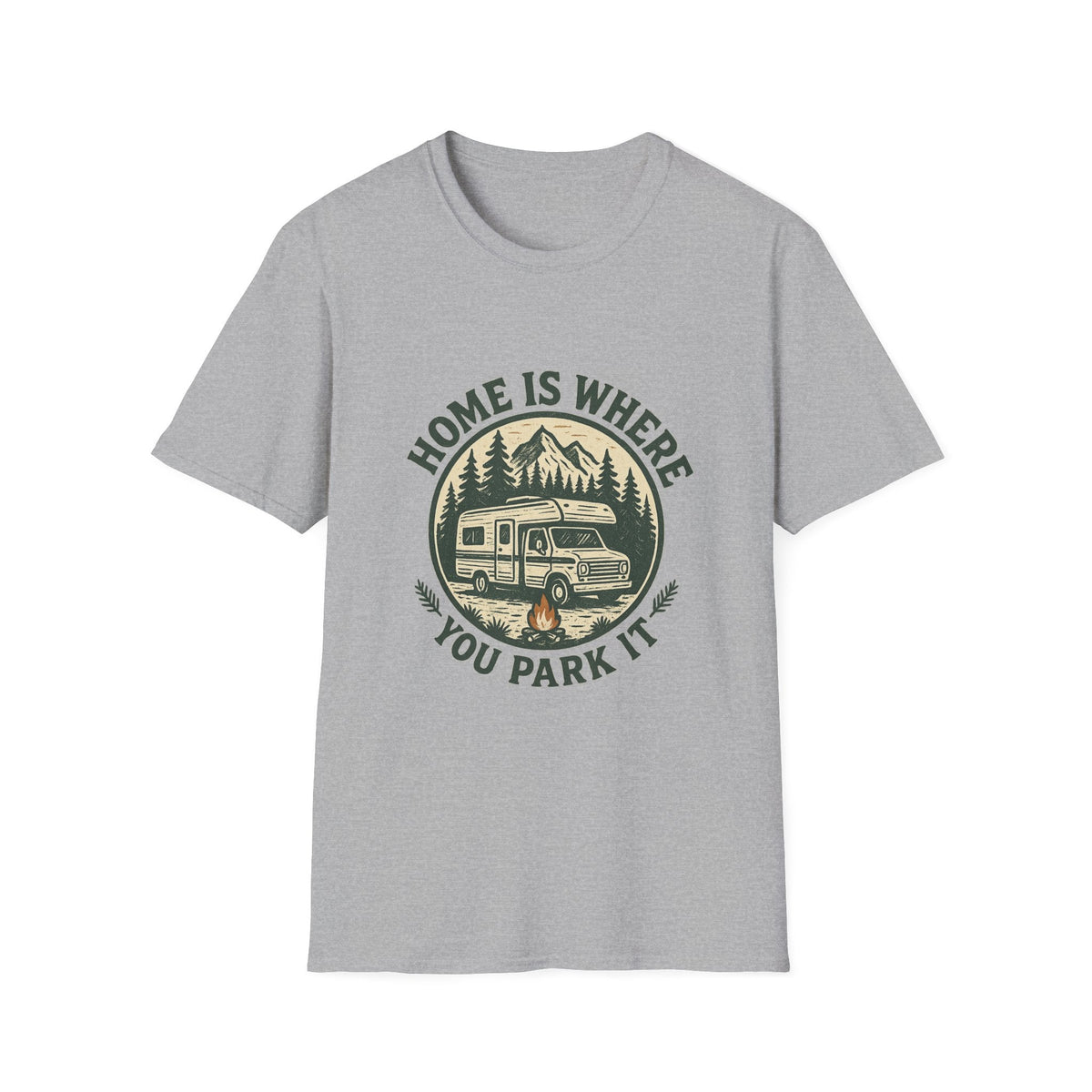 Home Is Where You Park It T-Shirt | RV Camper Mountain Design | SummitPine