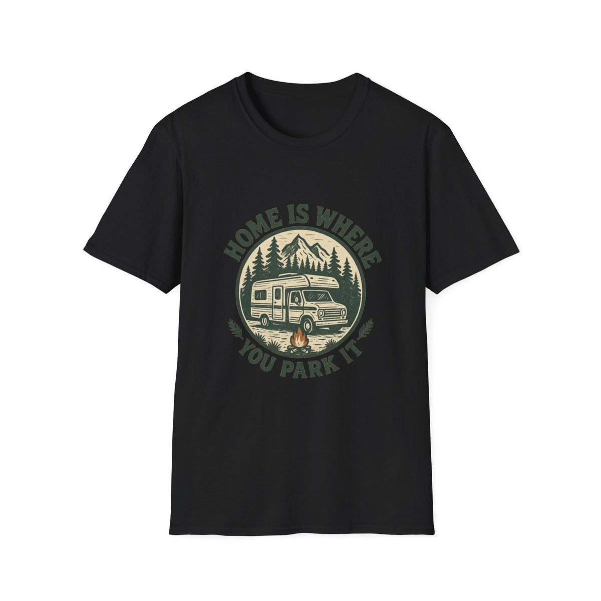 Home Is Where You Park It T-Shirt | RV Camper Mountain Design | SummitPine