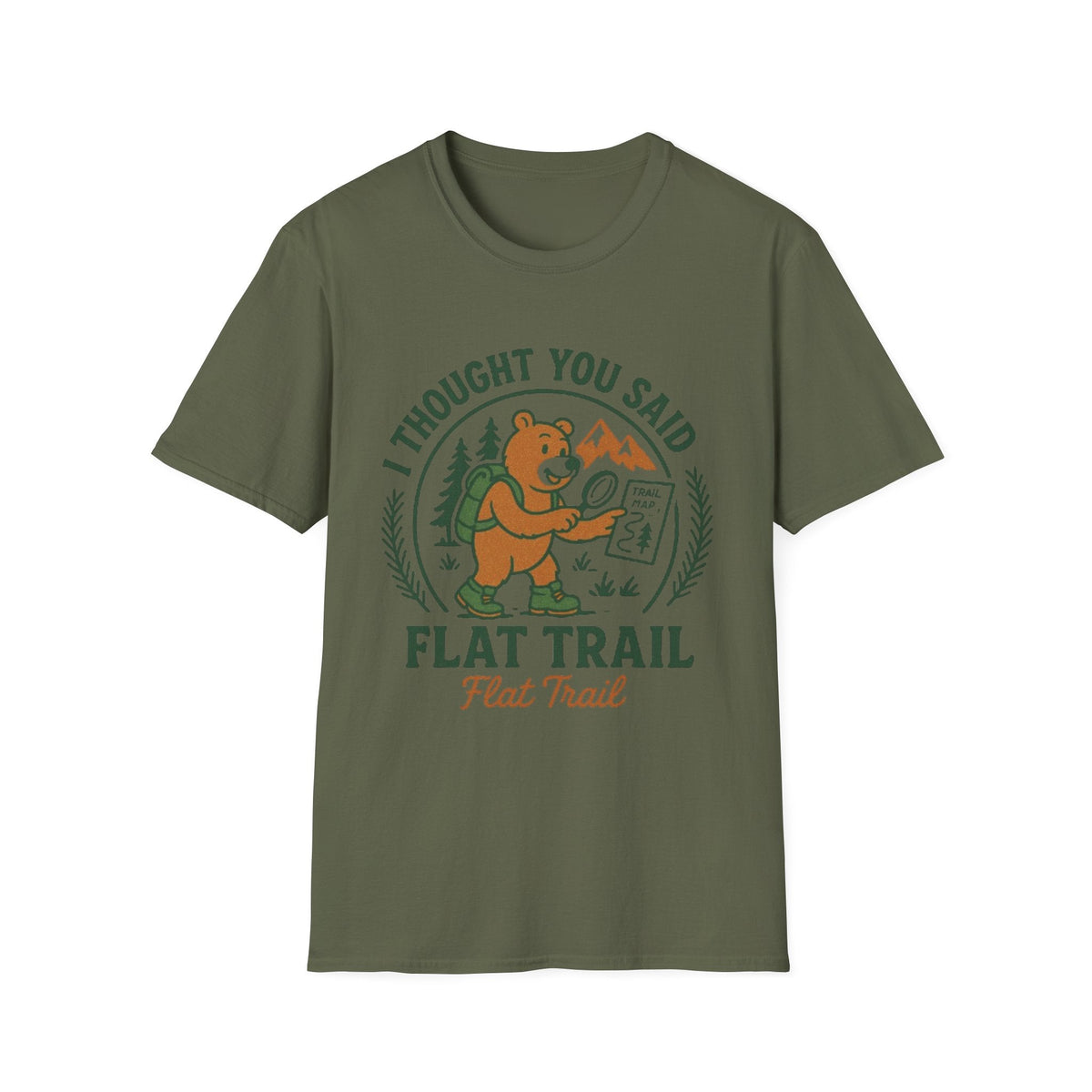 I Thought You Said Flat Trail T-Shirt | Hiking Bear Graphic | SummitPine