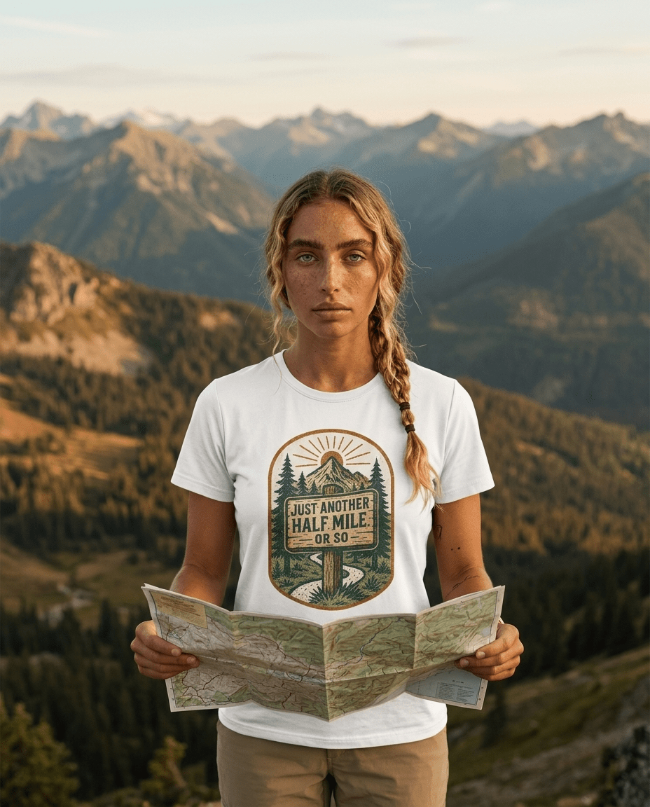 Just Another Half Mile T-Shirt | Hiking Mountains Vintage Trail Design | SummitPine