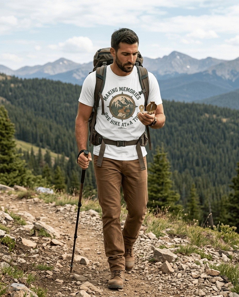 Making Memories Hiking T-Shirt | Mountain Compass Trail Graphic | SummitPine