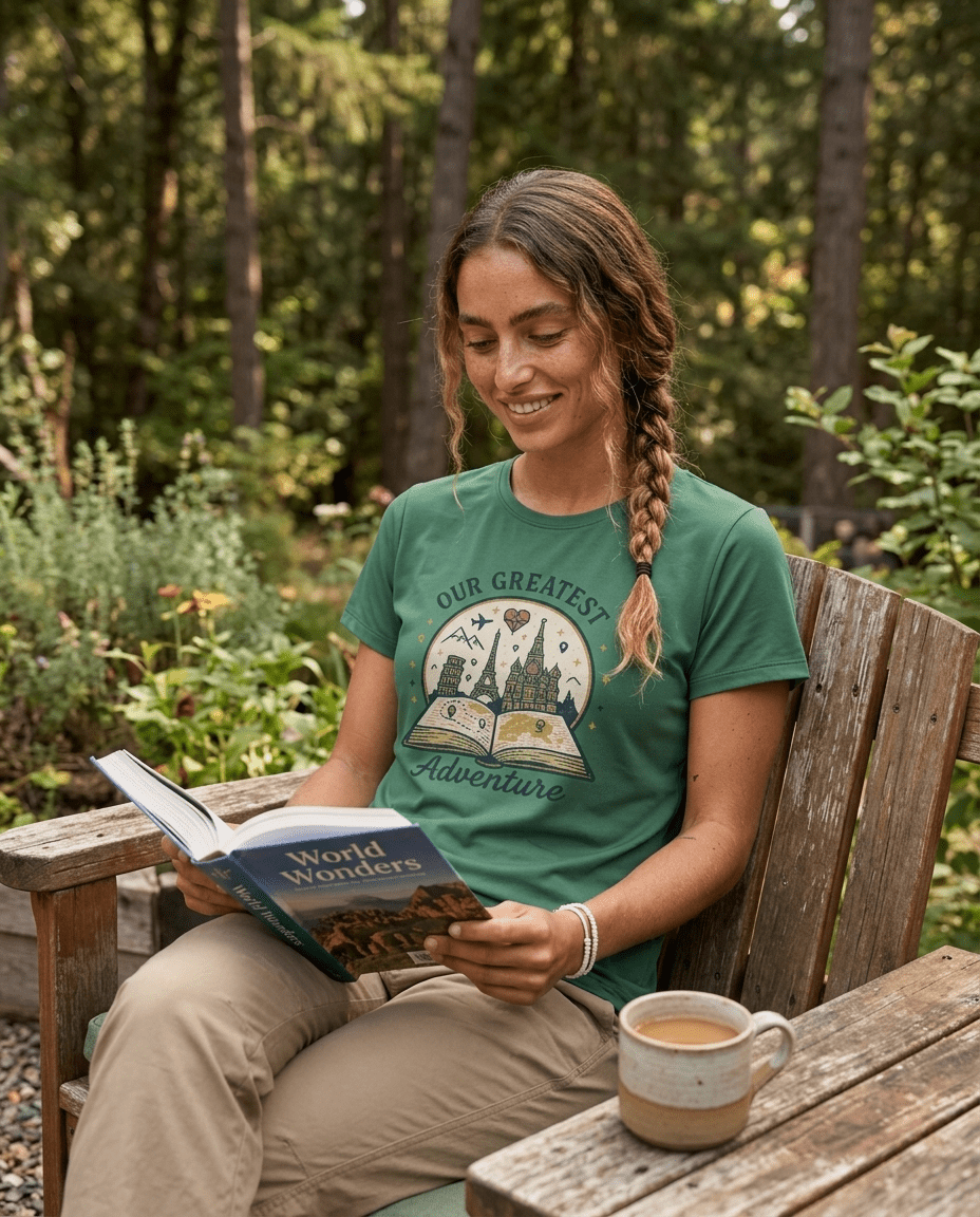 Our Greatest Adventure T-Shirt | Travel Book Castle Hot Air Balloon | SummitPine