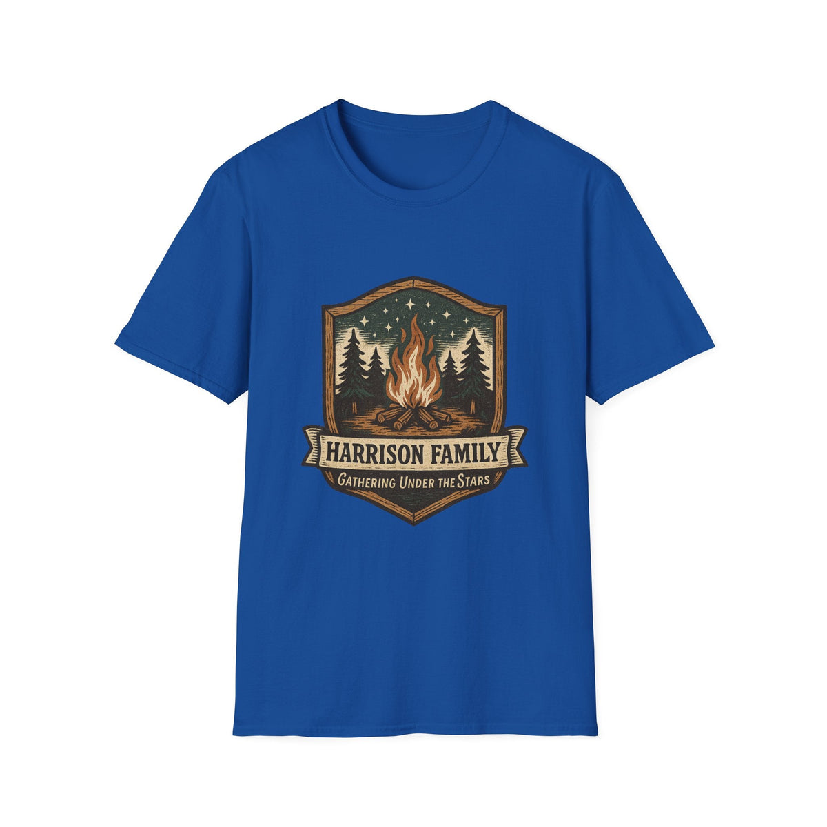 Personalized Campfire Badge T-Shirt | Custom Family Name Outdoor Tee | SummitPine