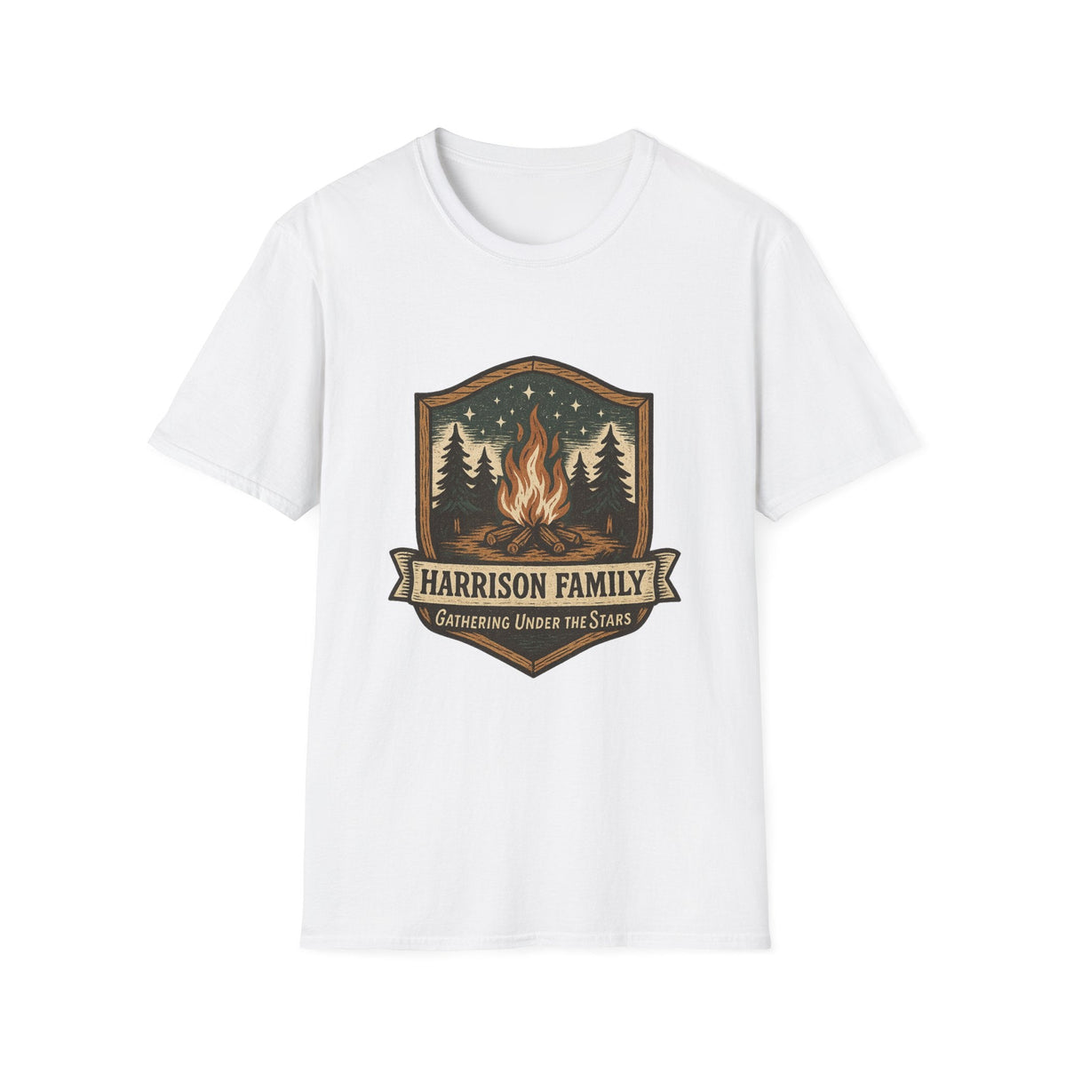 Personalized Campfire Badge T-Shirt | Custom Family Name Outdoor Tee | SummitPine