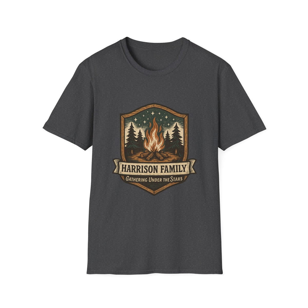 Personalized Campfire Badge T-Shirt | Custom Family Name Outdoor Tee | SummitPine