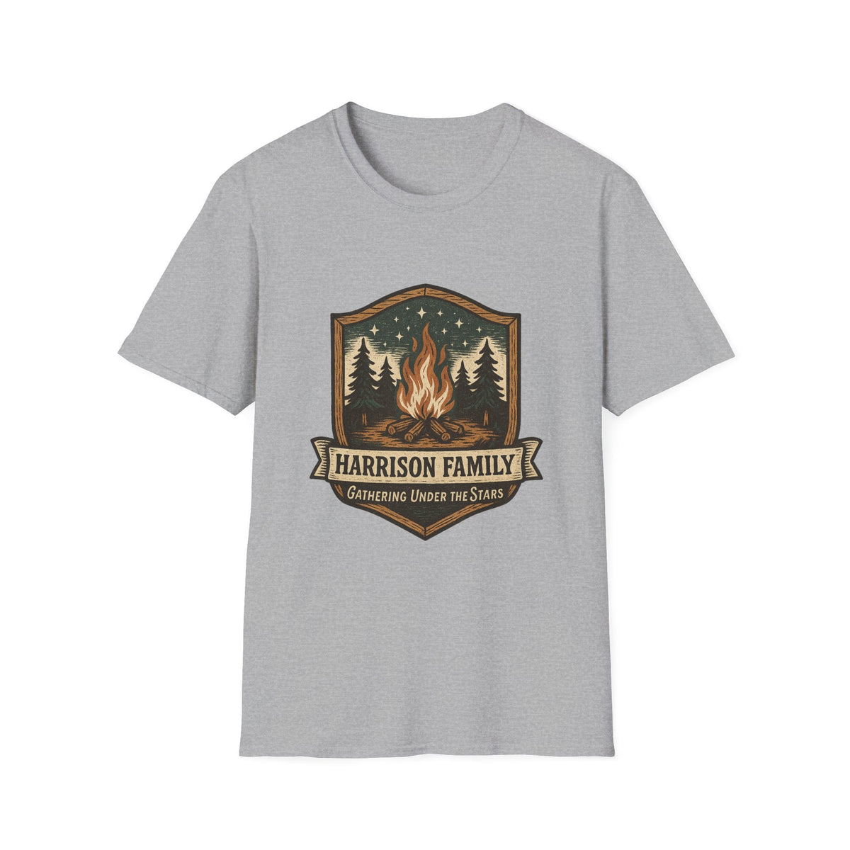 Personalized Campfire Badge T-Shirt | Custom Family Name Outdoor Tee | SummitPine