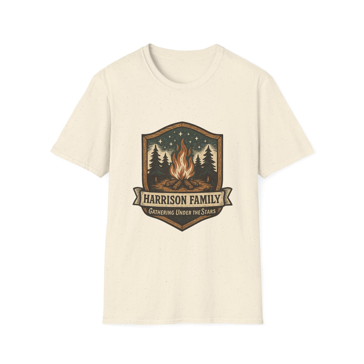Personalized Campfire Badge T-Shirt | Custom Family Name Outdoor Tee | SummitPine