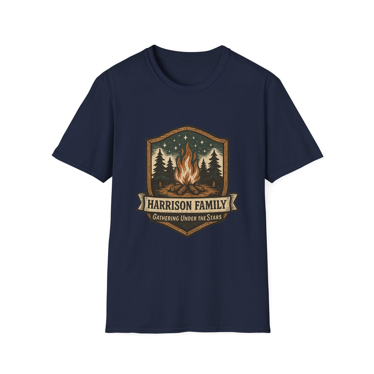 Personalized Campfire Badge T-Shirt | Custom Family Name Outdoor Tee | SummitPine