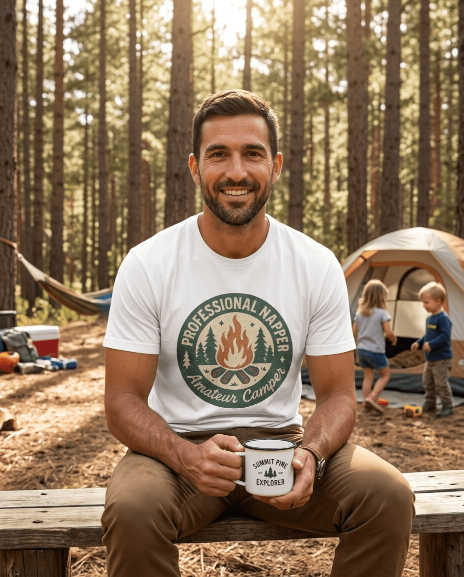 Professional Napper Campfire T-Shirt | Camping Nap Sleep Graphic Tee | SummitPine