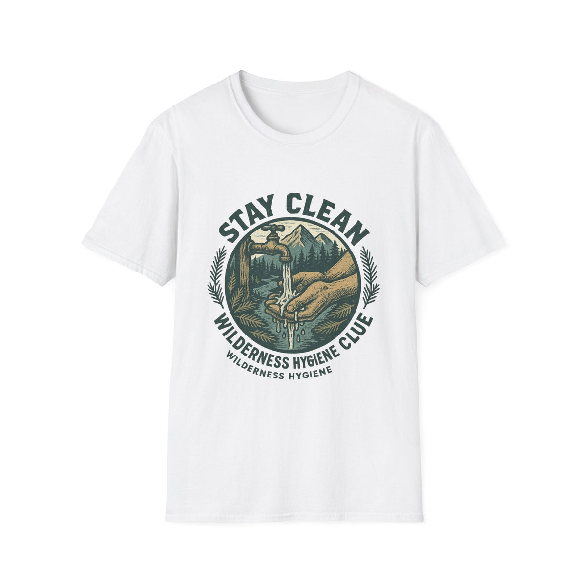 Stay Clean Wilderness Hygiene Club T-Shirt | Outdoor Camping Design | SummitPine