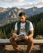 The Trail Awaits mountain and book illustration T-Shirt | hiking, adventure, nature | SummitPine