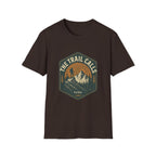 The Trail Calls hiking emblem T-Shirt | mountain, sunset, outdoors | SummitPine