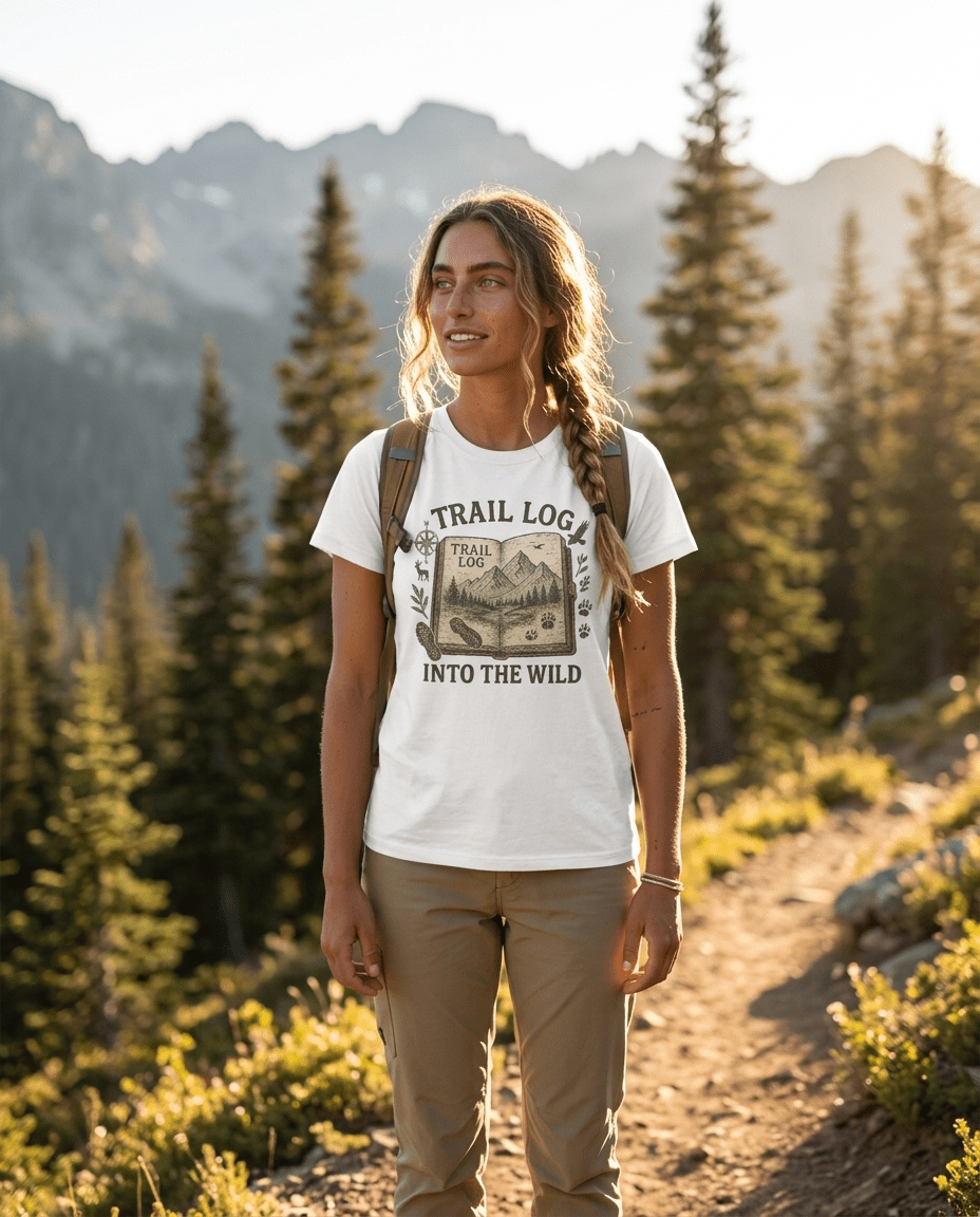 Trail Log book illustration T-Shirt | Into the Wild hiking design | SummitPine