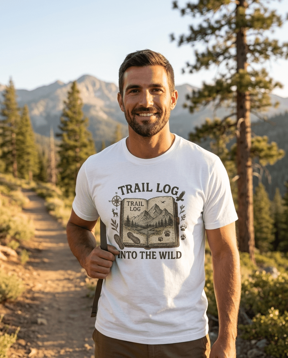 Trail Log book illustration T-Shirt | Into the Wild hiking design | SummitPine