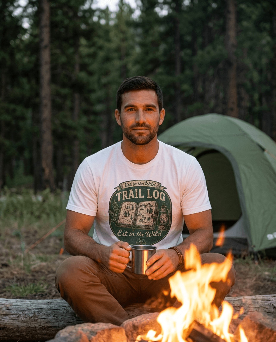 Trail Log camping badge T-Shirt | outdoors hiking graphic tee | SummitPine