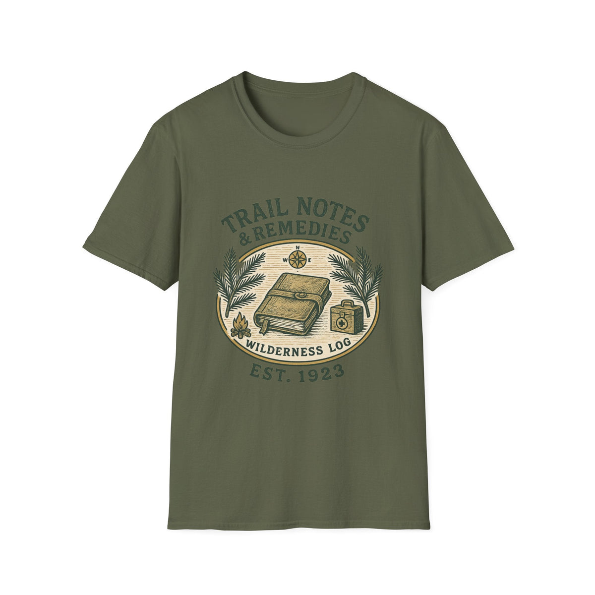 Trail Notes & Remedies T-Shirt | Wilderness Log, Vintage Botanical Design | SummitPine