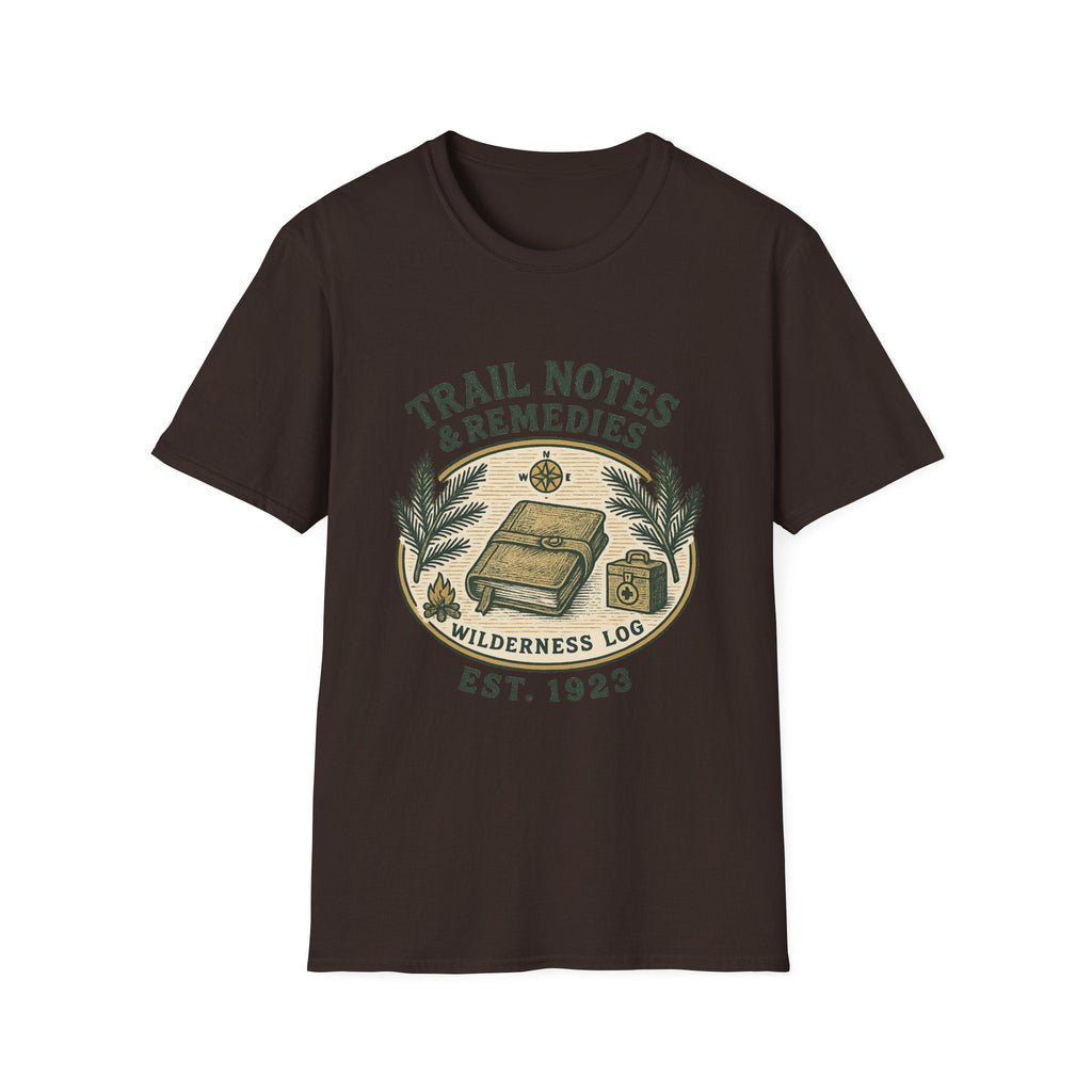 Trail Notes & Remedies T-Shirt | Wilderness Log, Vintage Botanical Design | SummitPine