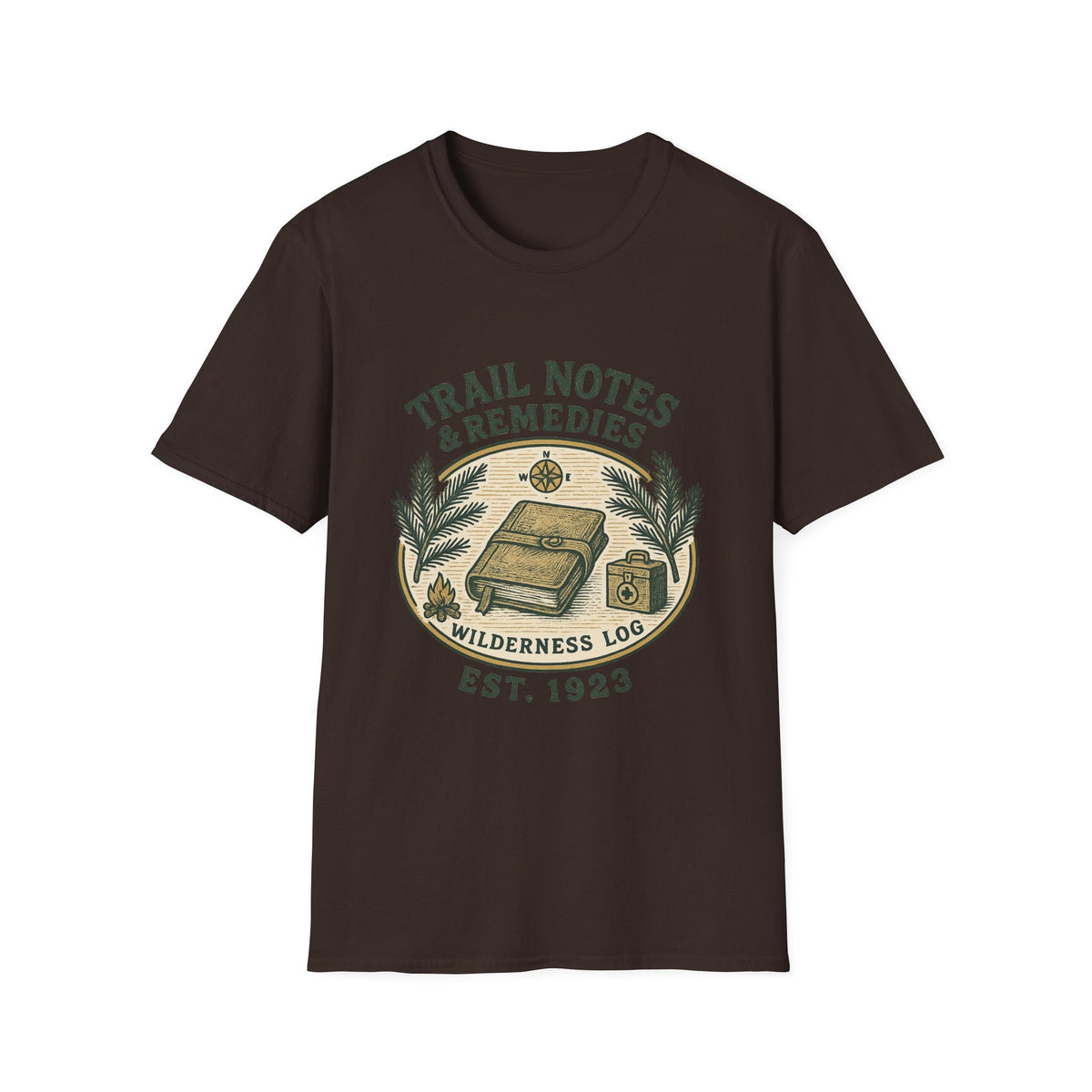 Trail Notes & Remedies T-Shirt | Wilderness Log, Vintage Botanical Design | SummitPine