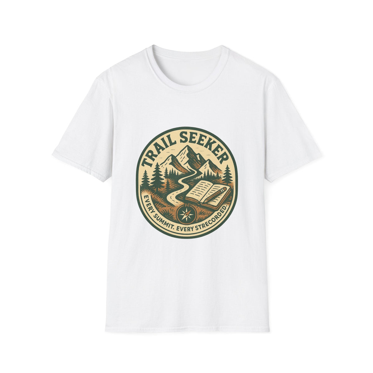 Trail Seeker Badge T-Shirt | Mountain Hiking Emblem, Nature Graphic | SummitPine