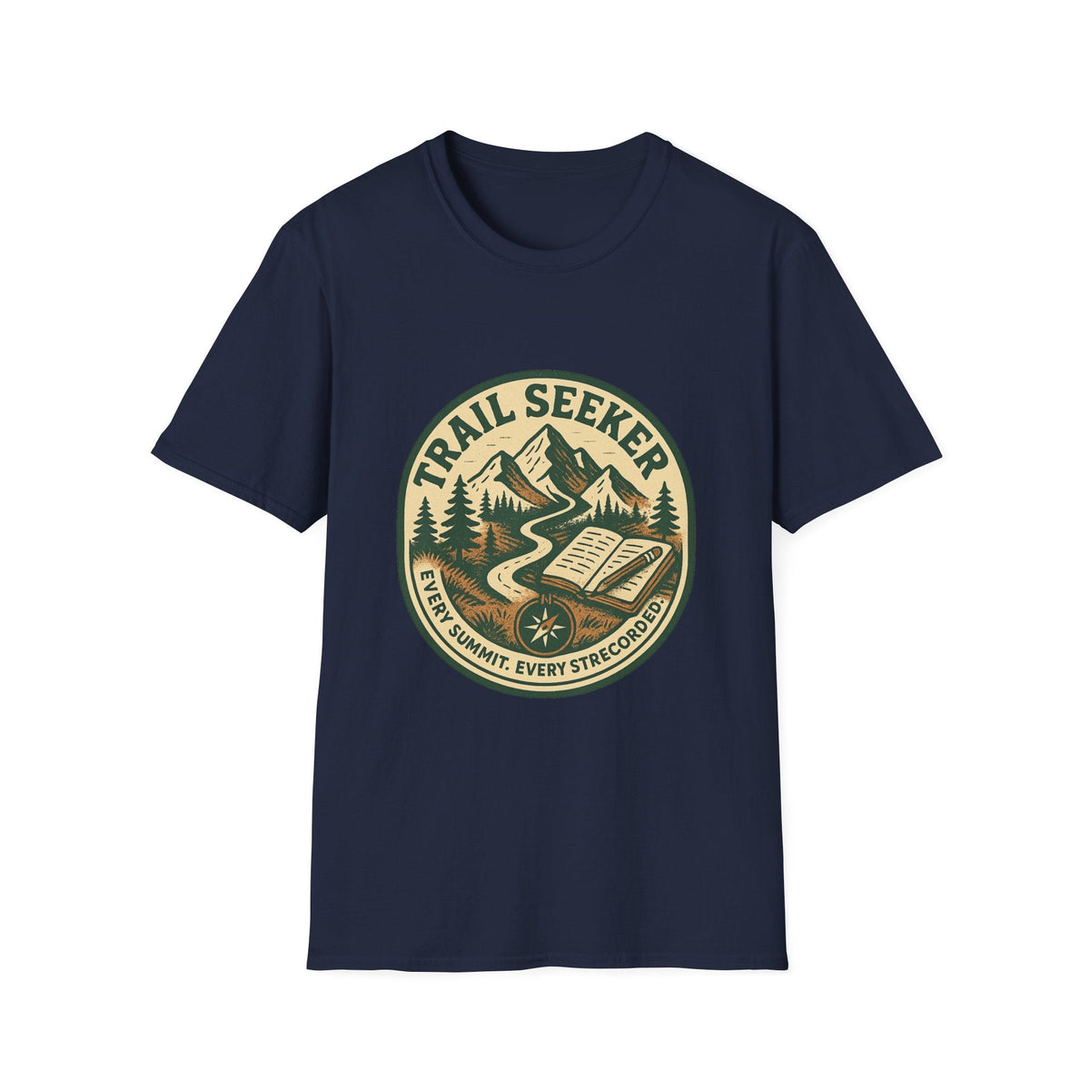 Trail Seeker Badge T-Shirt | Mountain Hiking Emblem, Nature Graphic | SummitPine