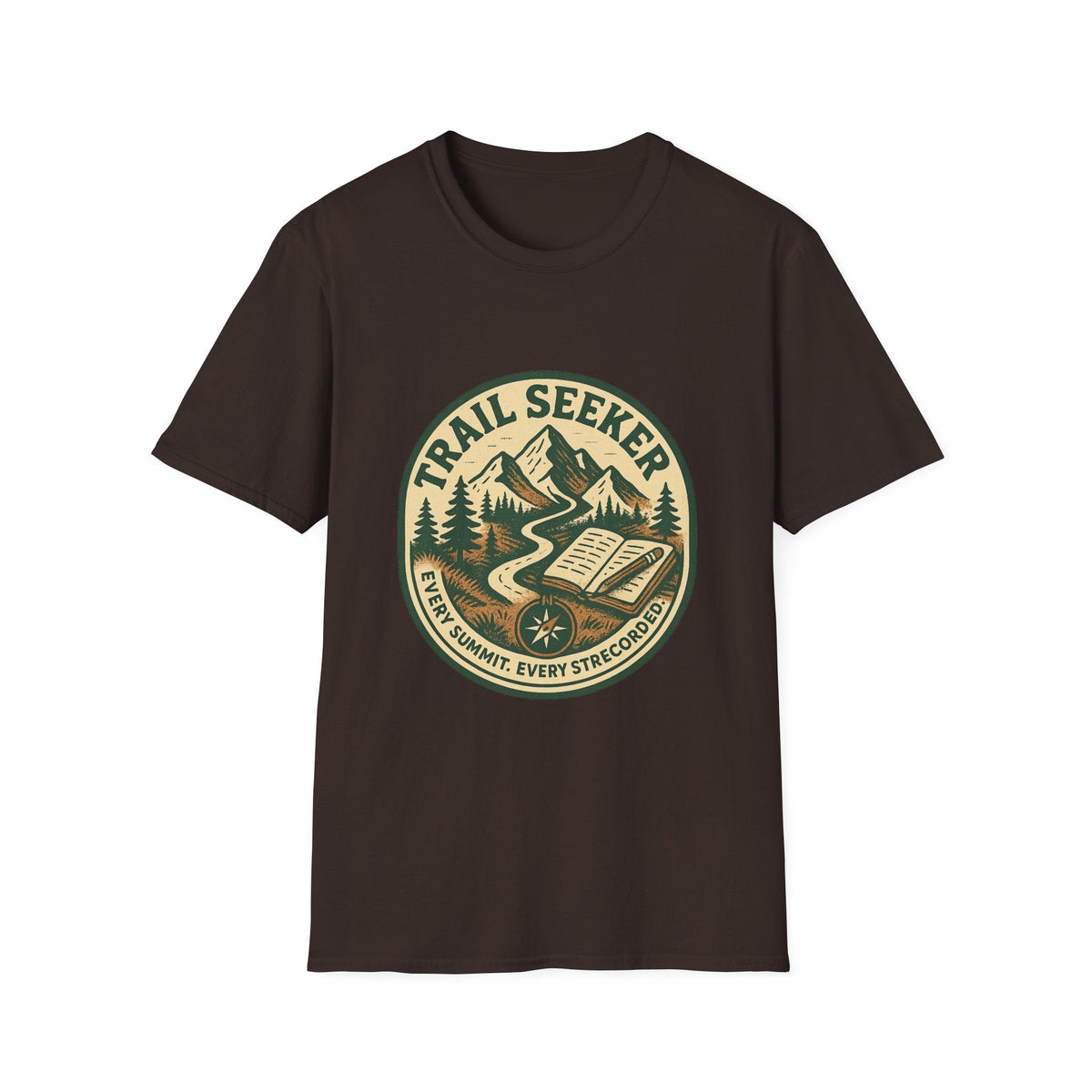 Trail Seeker Badge T-Shirt | Mountain Hiking Emblem, Nature Graphic | SummitPine
