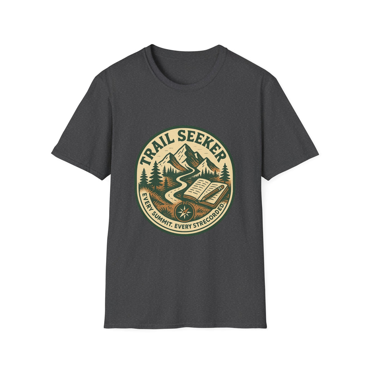 Trail Seeker Badge T-Shirt | Mountain Hiking Emblem, Nature Graphic | SummitPine