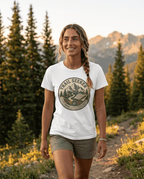 Trail Seeker Badge T-Shirt | Mountain Hiking Emblem, Nature Graphic | SummitPine