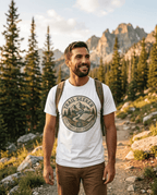 Trail Seeker Badge T-Shirt | Mountain Hiking Emblem, Nature Graphic | SummitPine