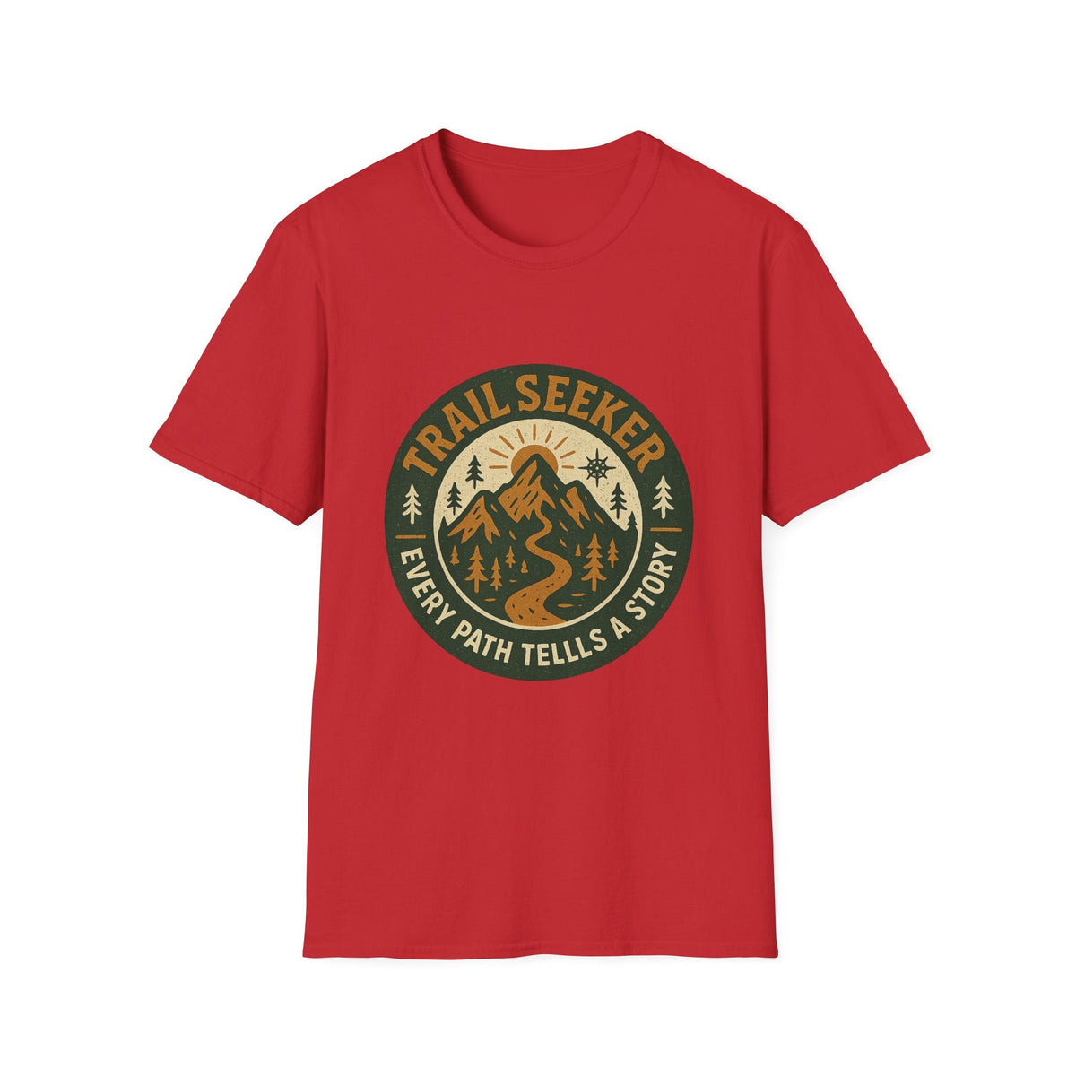 Trail Seeker mountain badge T-Shirt | Hiking outdoors adventure tee | SummitPine
