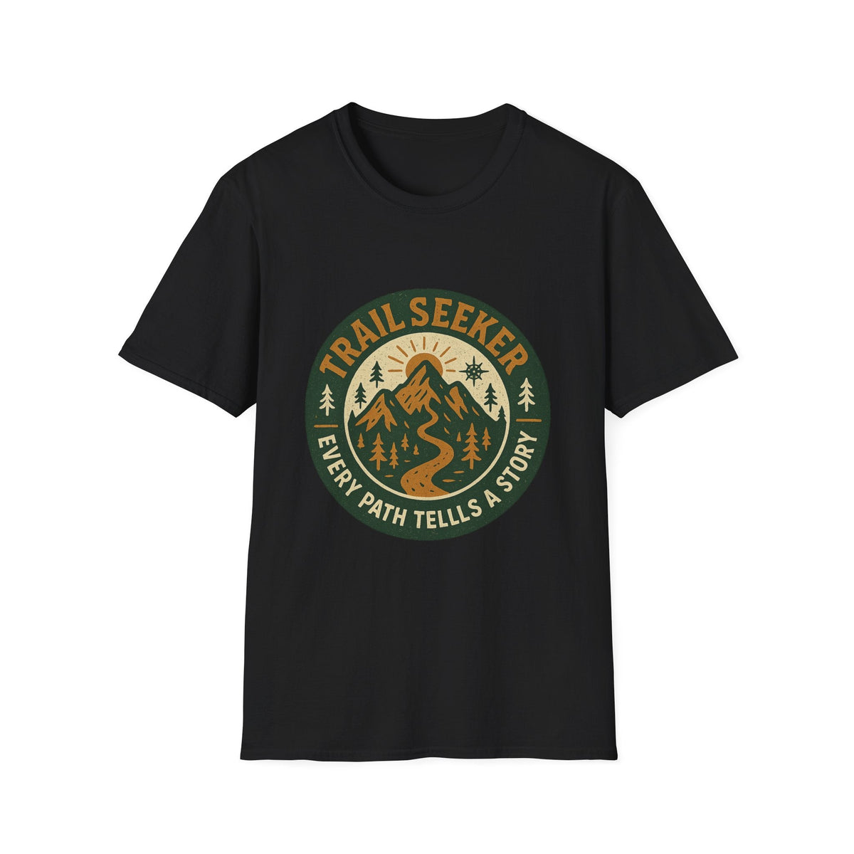 Trail Seeker mountain badge T-Shirt | Hiking outdoors adventure tee | SummitPine