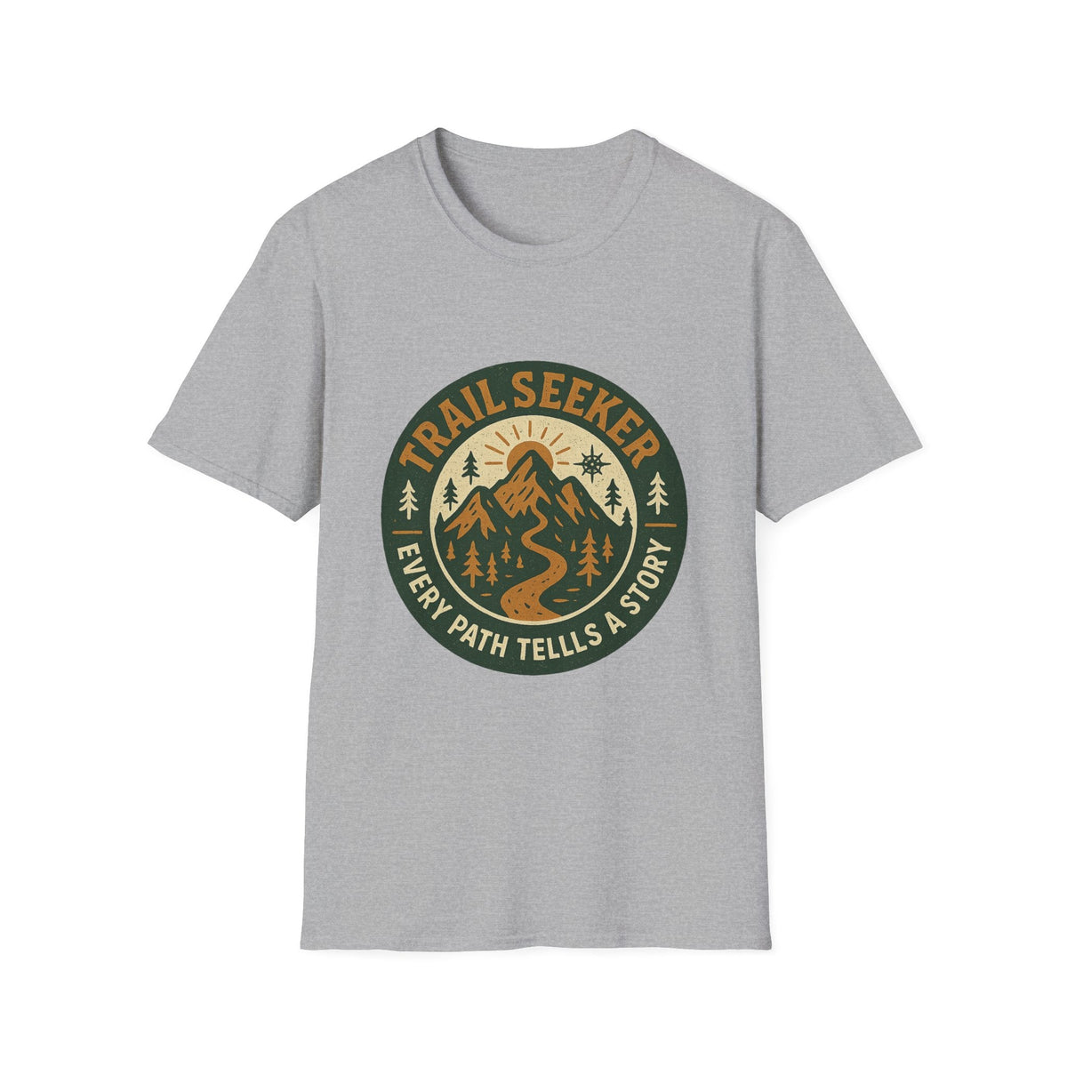 Trail Seeker mountain badge T-Shirt | Hiking outdoors adventure tee | SummitPine